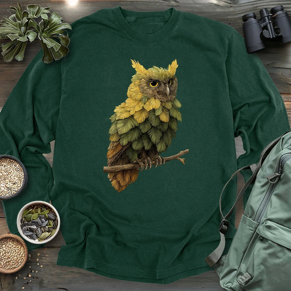 Owl Made By Leaves Long Sleeve T-shirt