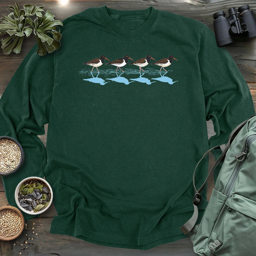 Oystercatchers Walking  Long Sleeve T-shirt