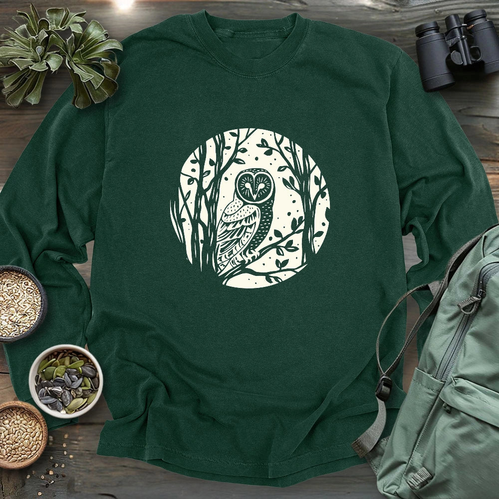Simple Winter Barn Owl Long Sleeve T-shirt