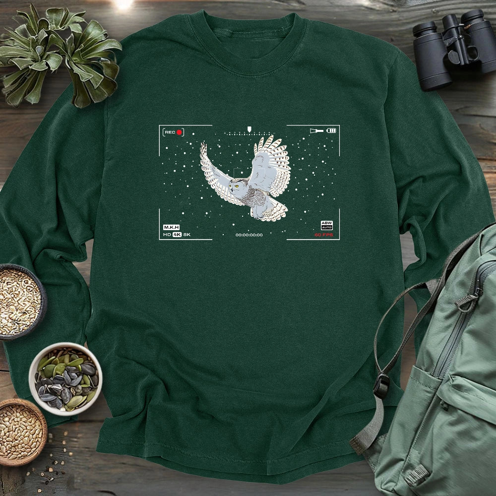 Snowy Owl In Snow Long Sleeve T-shirt