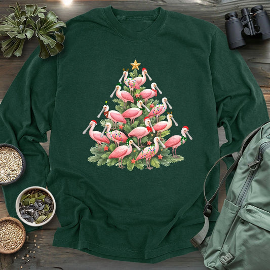 Spoonbill Christmas Tree Long Sleeve T-shirt