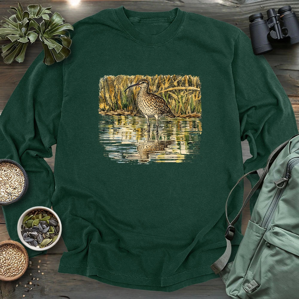 Whimbrel Shadow On Water Long Sleeve T-shirt