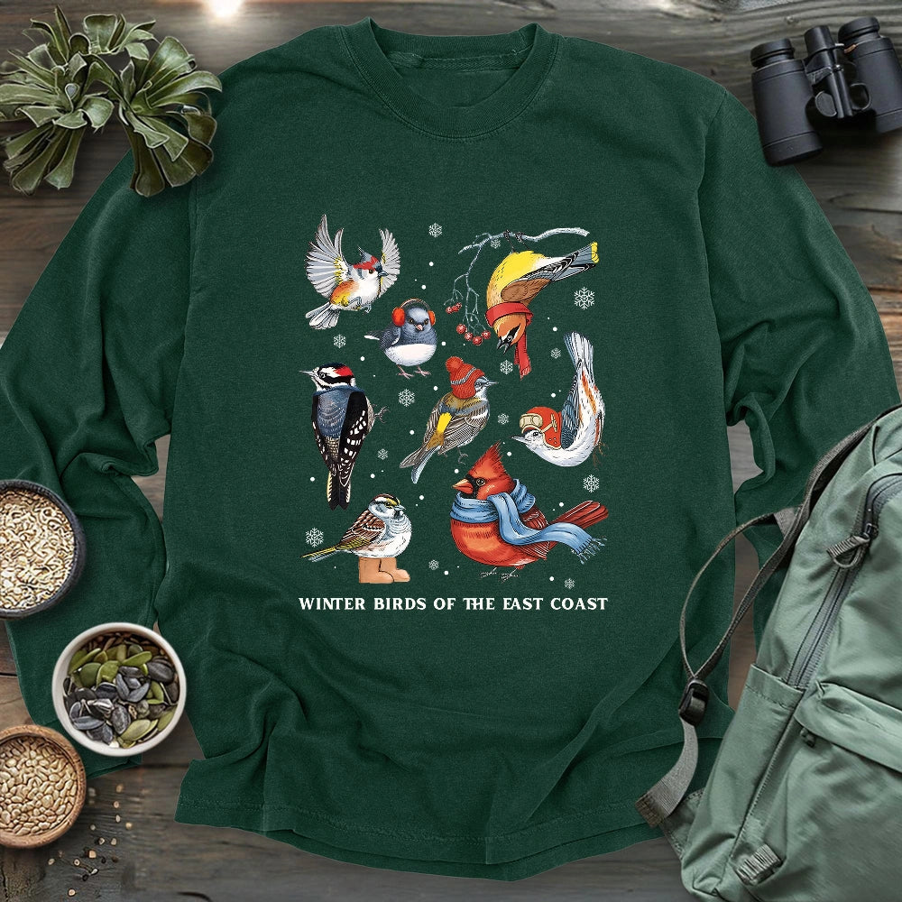 Winter Birds Of East Coast Long Sleeve T-shirt
