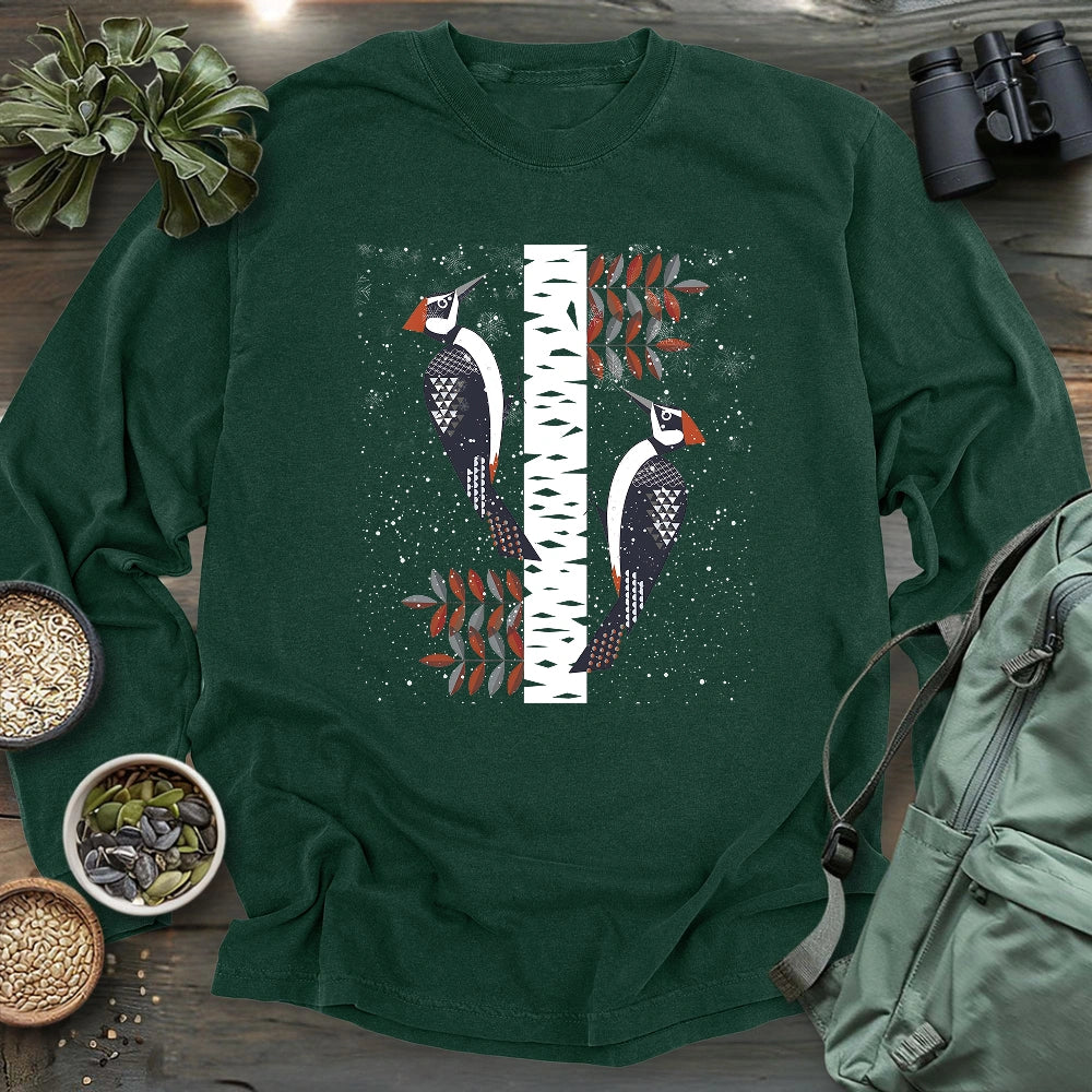 Winter Woodpeckers Long Sleeve T-shirt