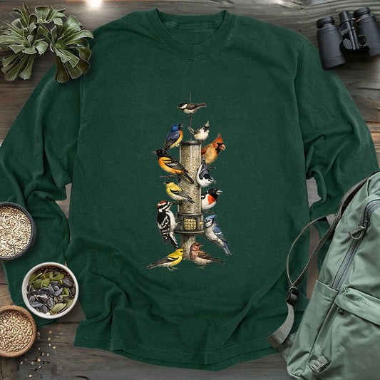 Wonderful Morning At Bird Feeder Long Sleeve T-shirt