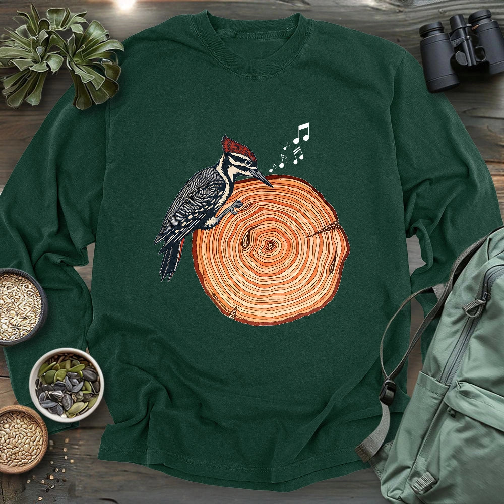 Woodpecker Playing Vinyl Long Sleeve T-shirt