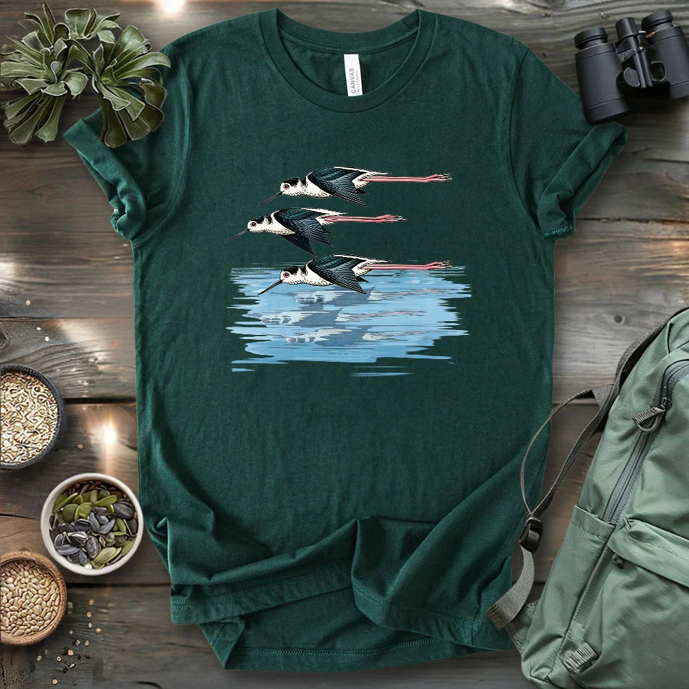 Black Necked Stilts Trio T-shirt