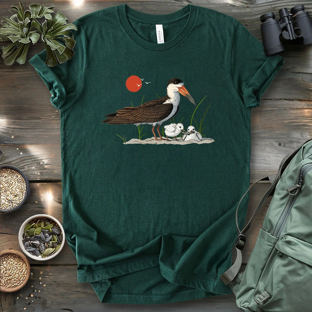 Black Skimmer With Chicks T-shirt