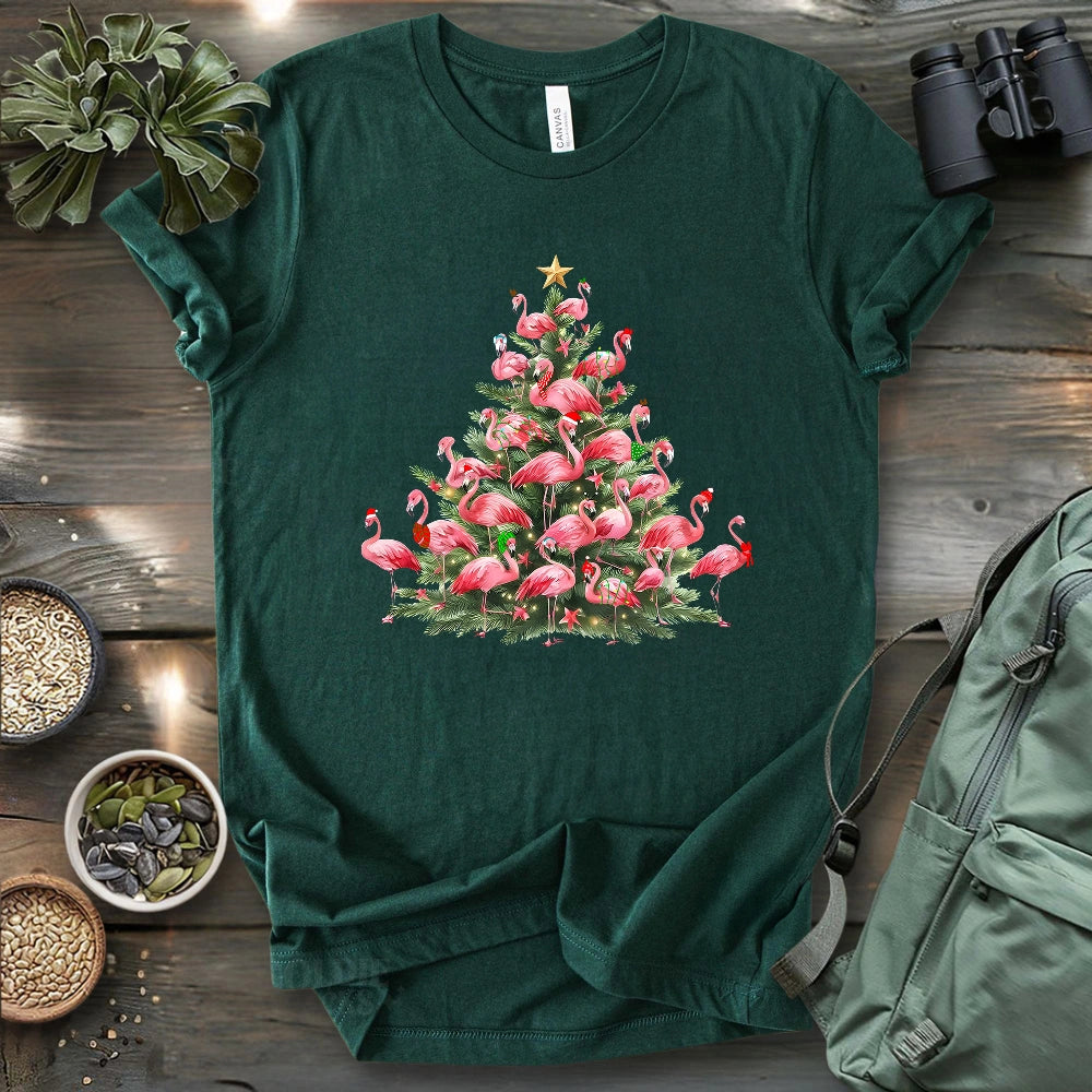 Flamingo Christmas Tree T-shirt