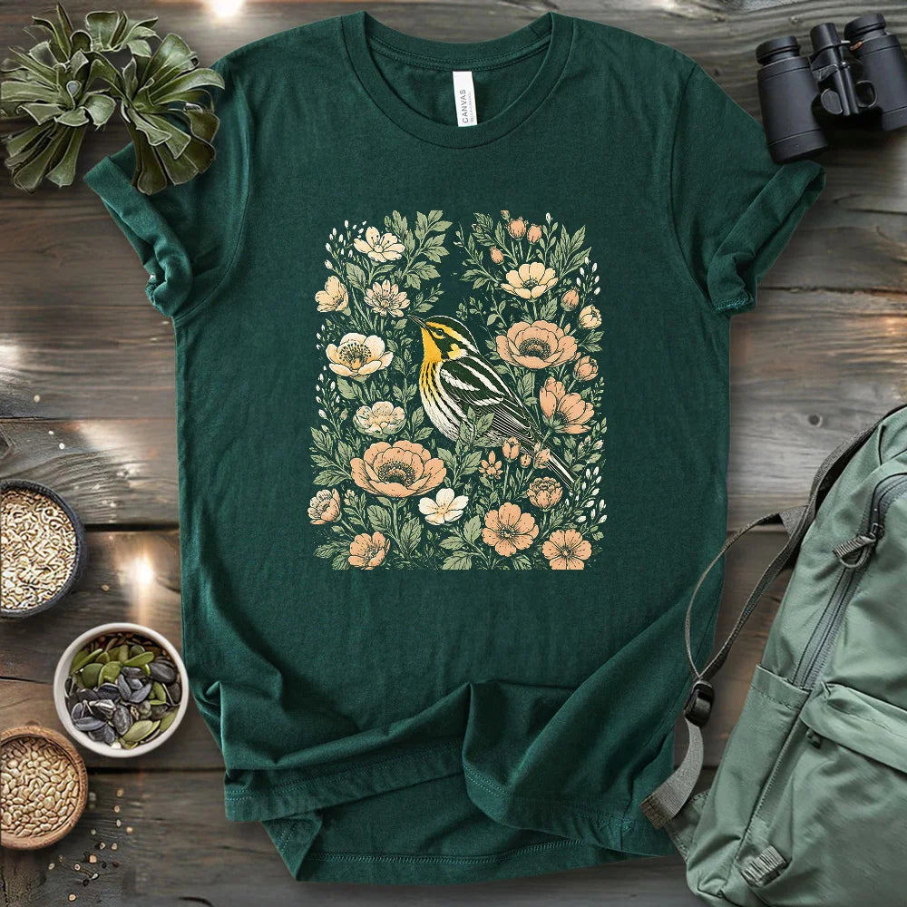 Floral Blackburnian Warbler T-shirt