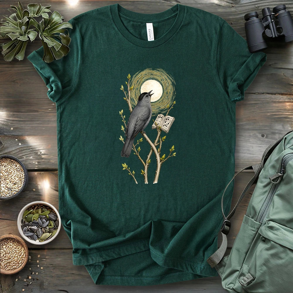 Grey Cat Bird Diva T-shirt