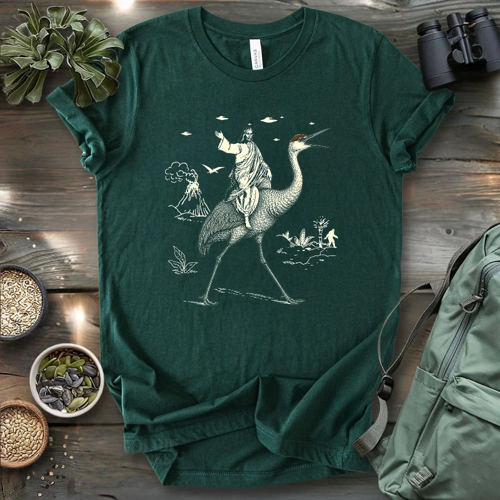Jesus Riding Sandhill Crane T-shirt