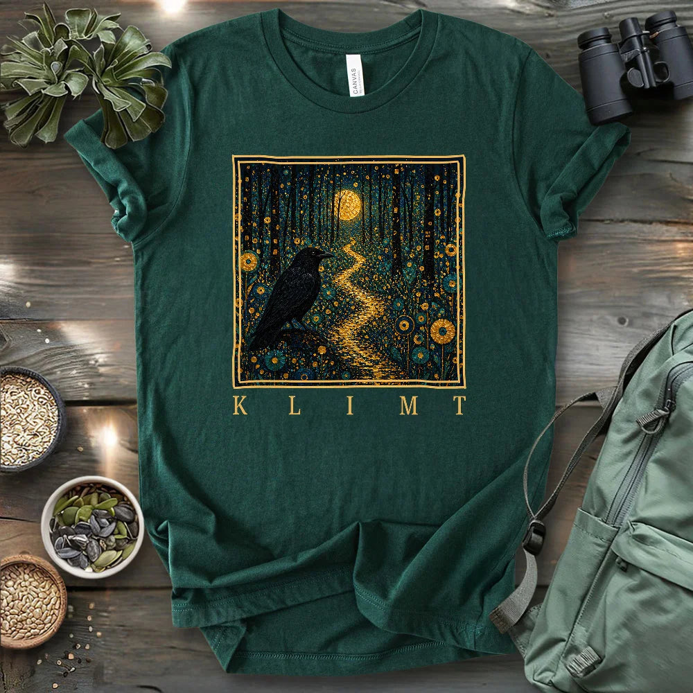 Klimt Crow On Golden Road T-shirt