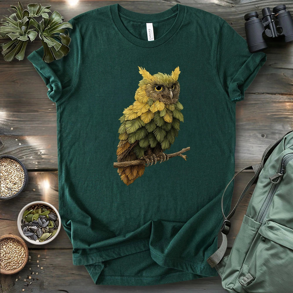 Owl Made By Leaves T-shirt