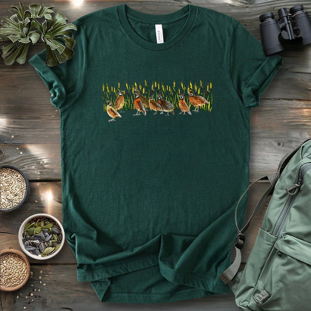 Quails At Wheat Field T-shirt