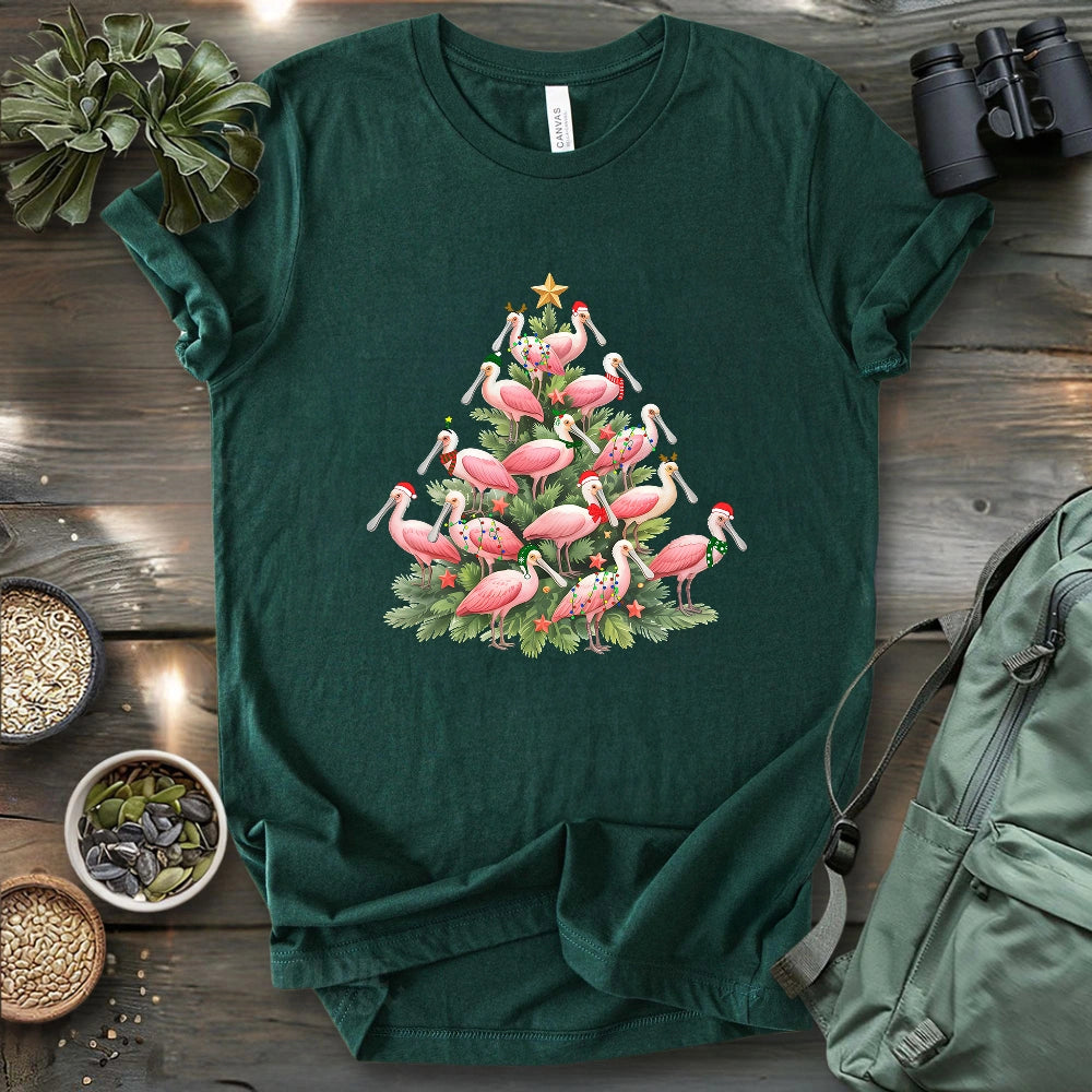 Spoonbill Christmas Tree T-shirt