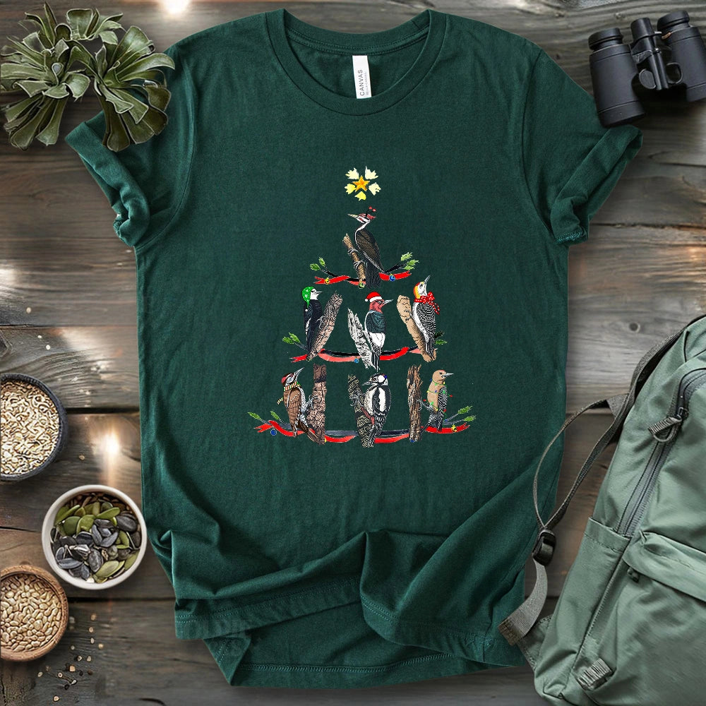 Woodpecker Christmas Tree T-shirt