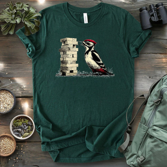 Woodpecker Playing Jenga T-shirt