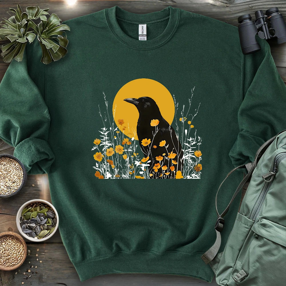 American Crow With Poppies Sweatshirt