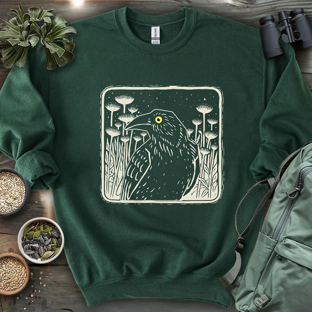 Floral Crow Silhouette Sweatshirt