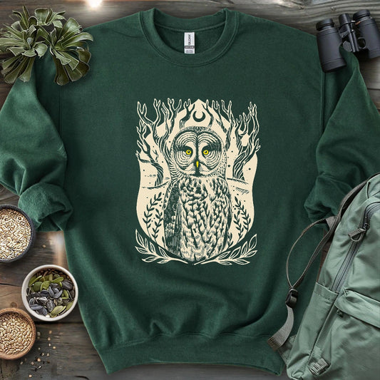 Great Grey Owl Linocut Sweatshirt
