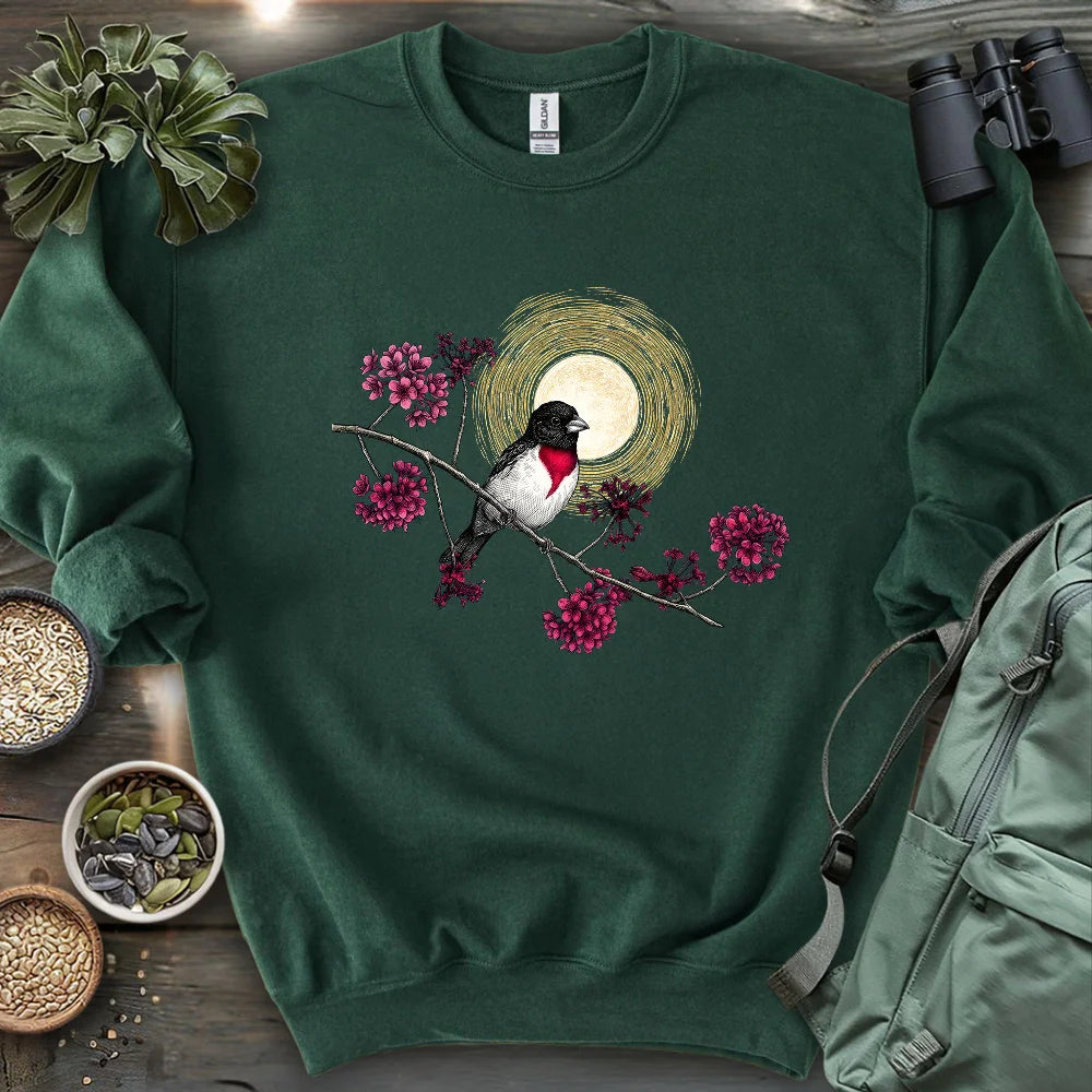 Grosbeak Under Forest's Moonlight Sweatshirt