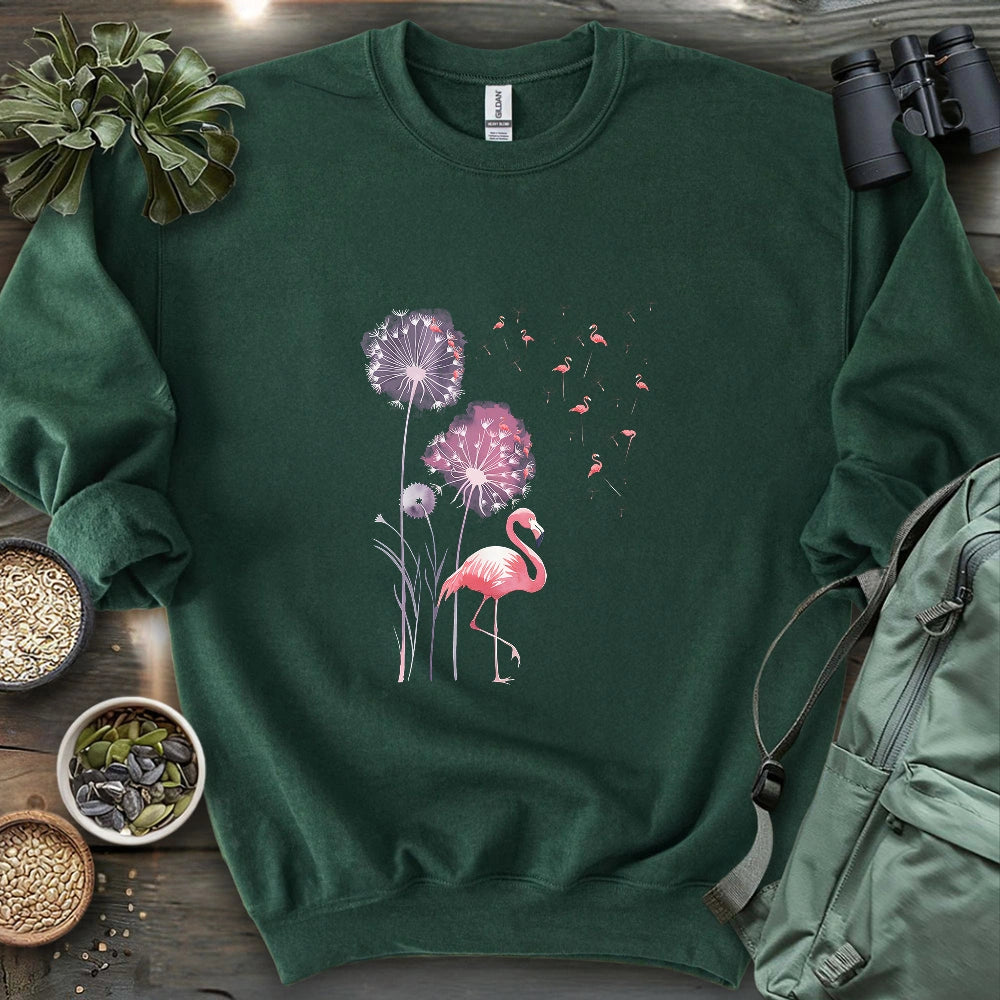 Pink Flamingo Dandelion Sweatshirt