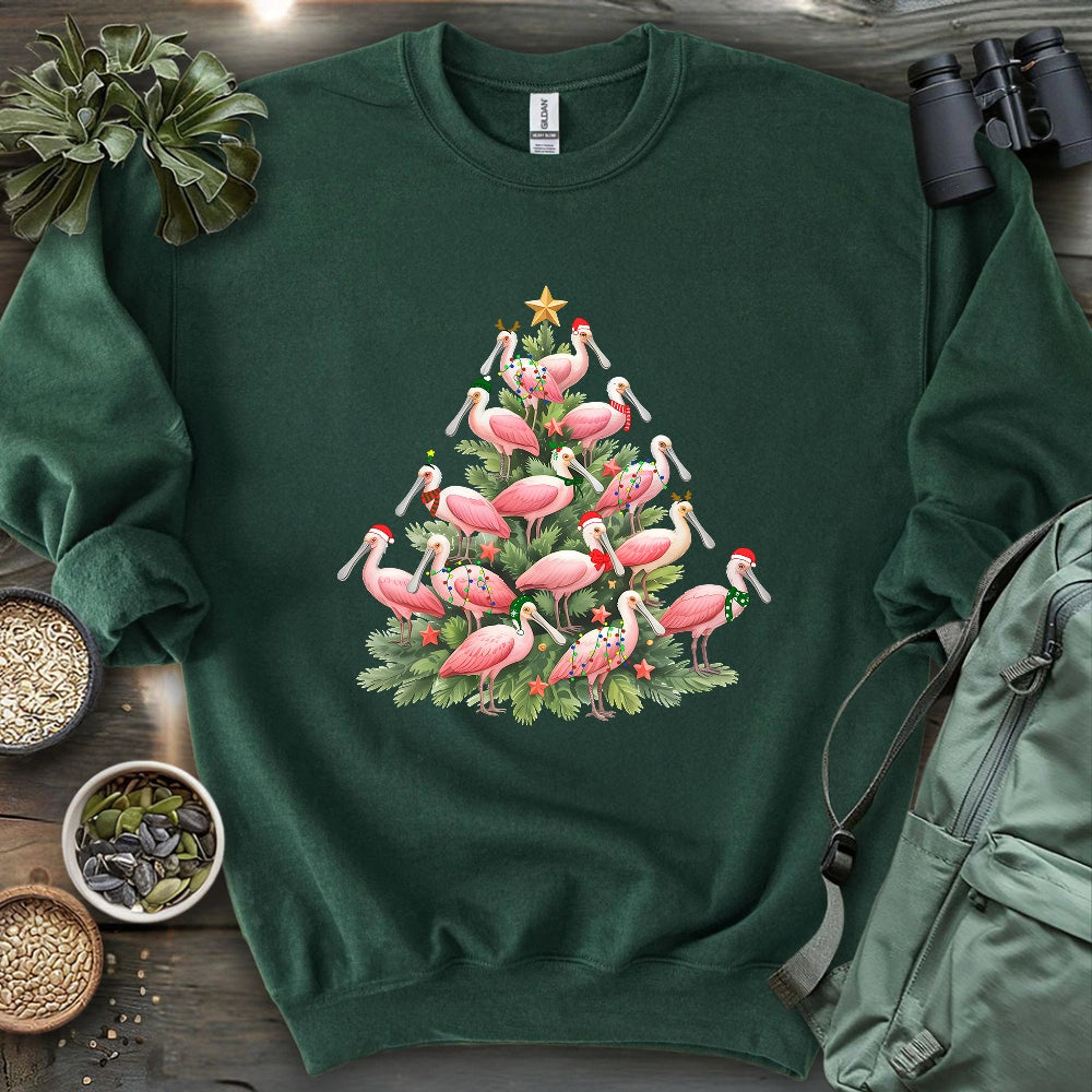 Spoonbill Christmas Tree Sweatshirt