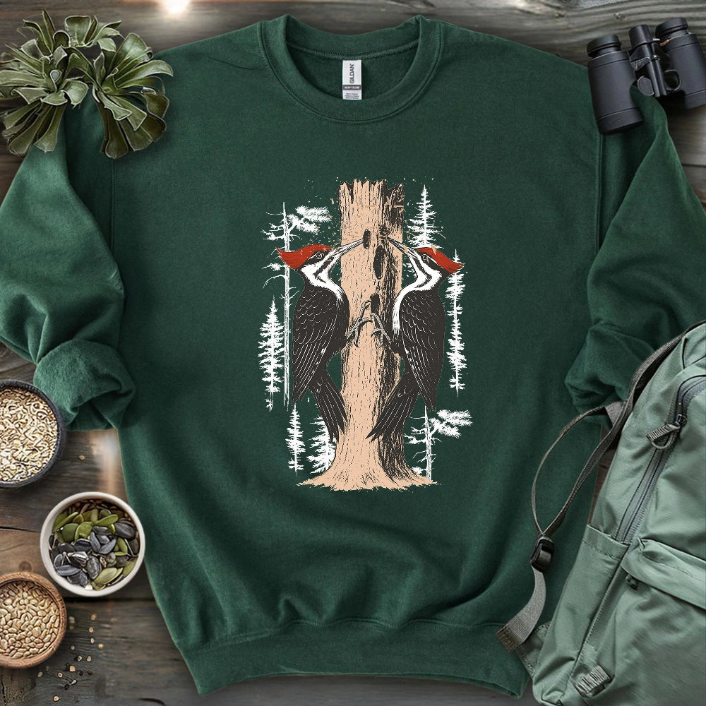 Twin Woodpeckers Drumming Sweatshirt