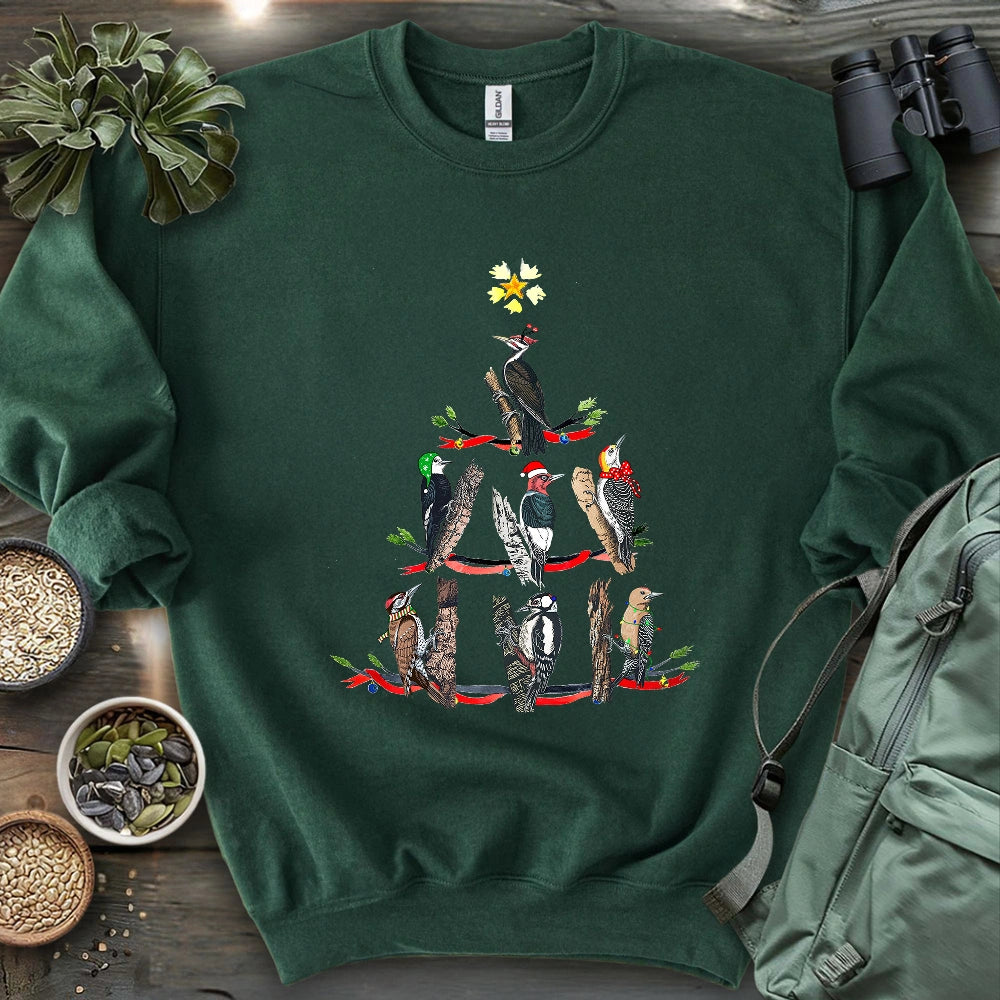 Woodpecker Christmas Tree Sweatshirt