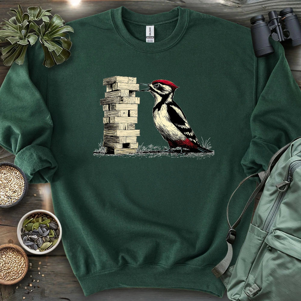 Woodpecker Playing Jenga Sweatshirt