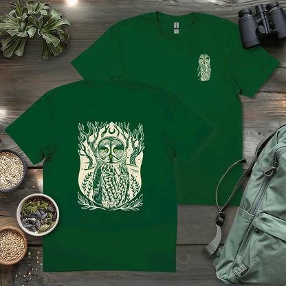 Great Grey Owl Linocut 2 Side T-shirt
