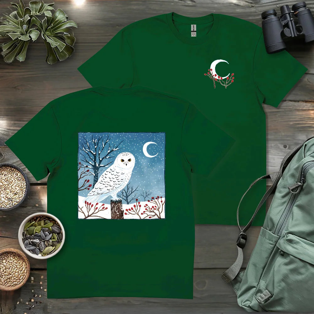Snowy Owl At Midnight 2 Side T-shirt