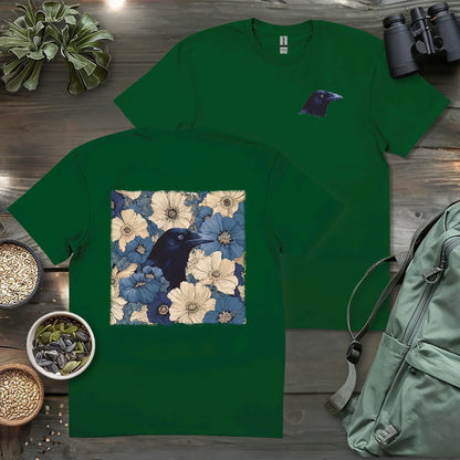 Raven In Flower Field 2 Side T-shirt