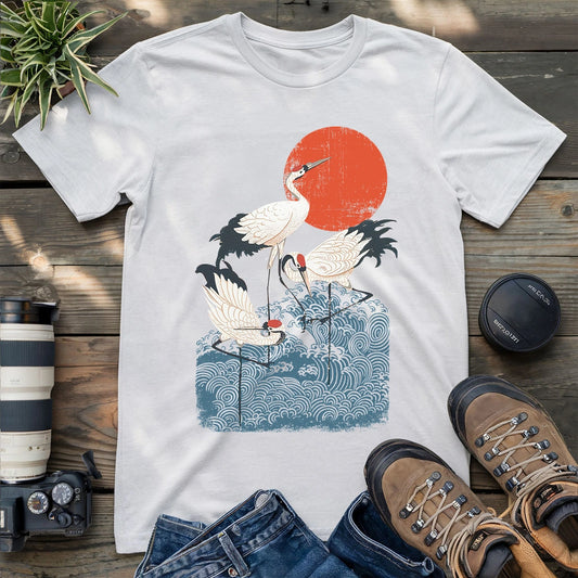 Crimson Sun Cranes T-shirt