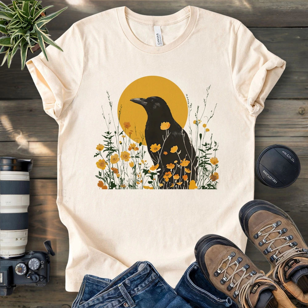 American Crow With Poppies T-shirt