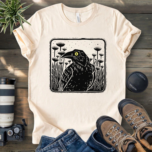 Floral Crow Silhouette T-shirt