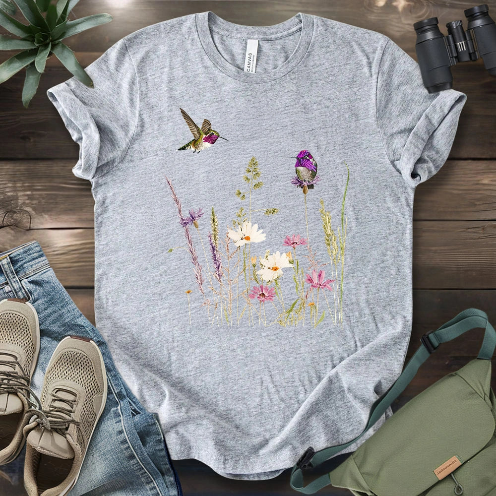Hummingbirds And Wildflowers T-shirt