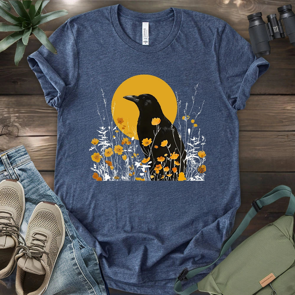 American Crow With Poppies T-shirt