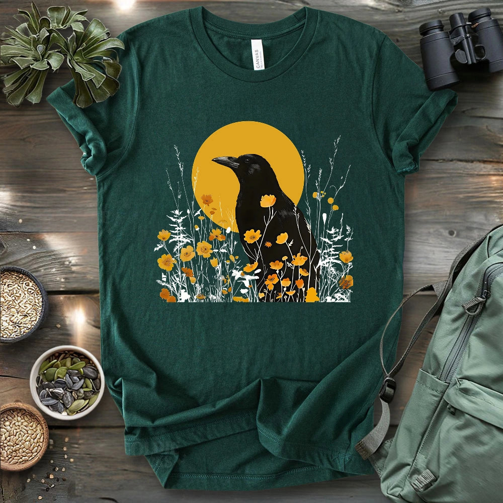 American Crow With Poppies T-shirt