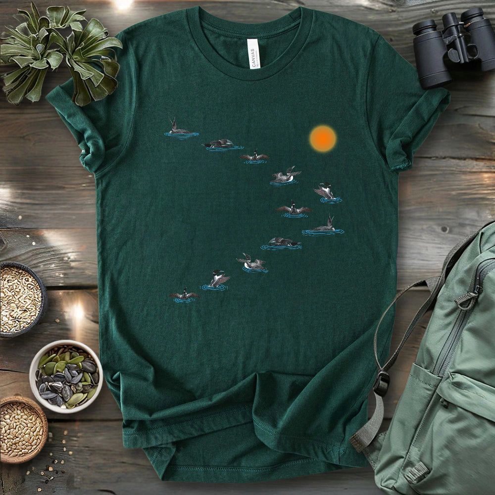 Loons Dancing - Sunset T-shirt