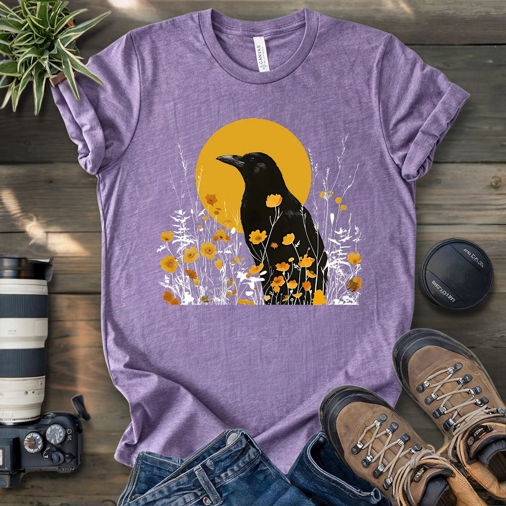 American Crow With Poppies T-shirt