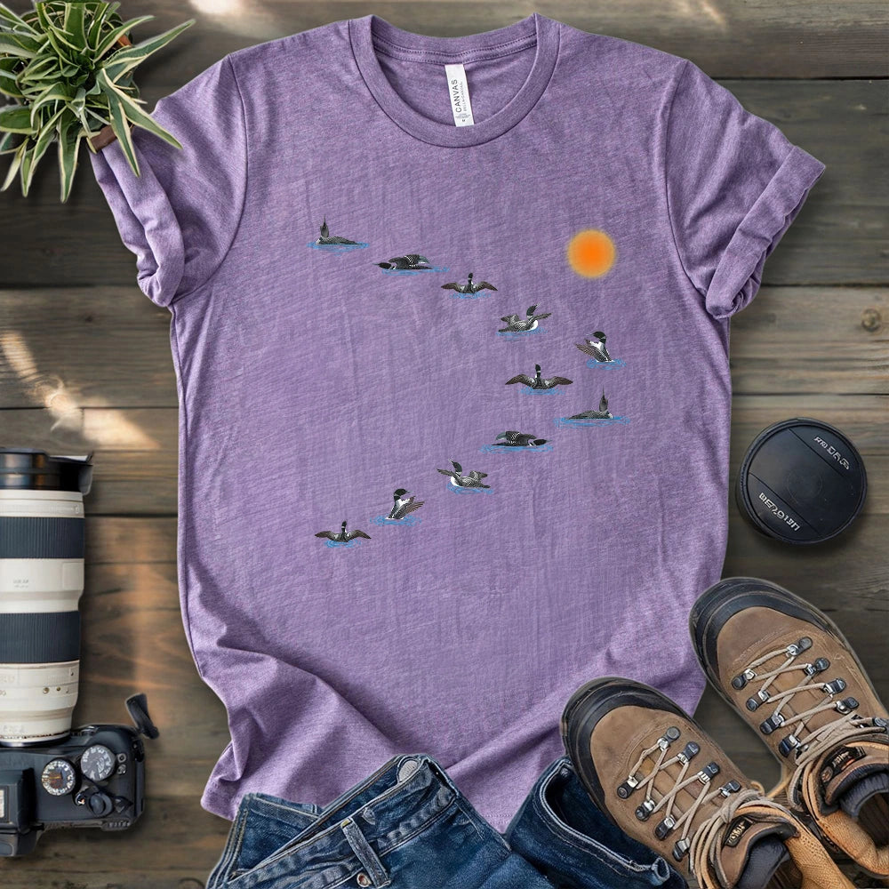 Loons Dancing - Sunset T-shirt