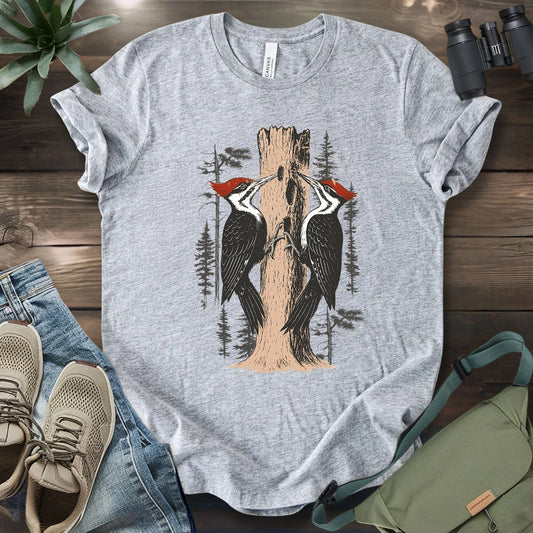 Twin Woodpeckers Drumming T-shirt