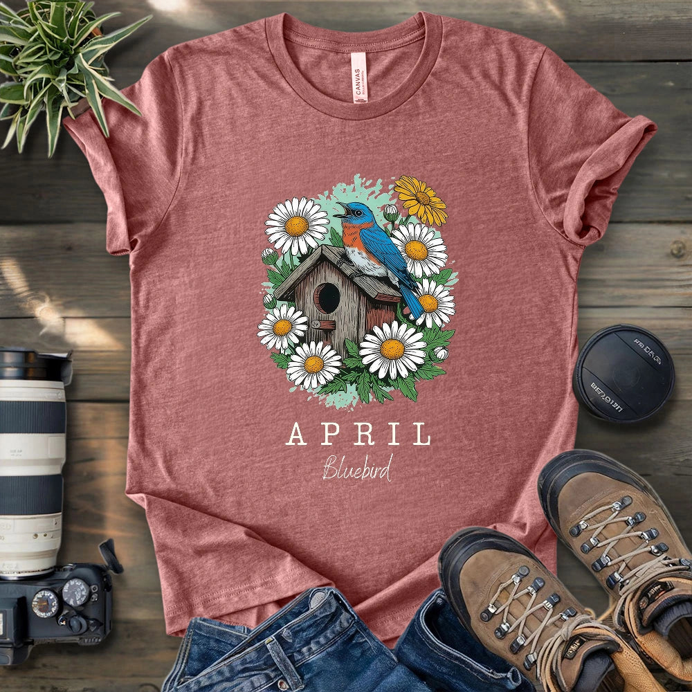 April Bluebird & Bird House T-shirt