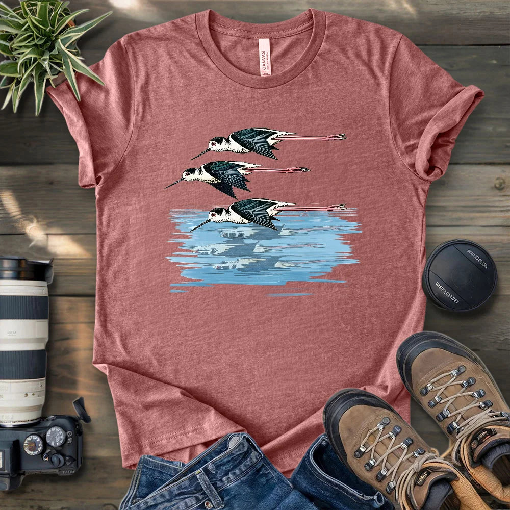 Black Necked Stilts Trio T-shirt