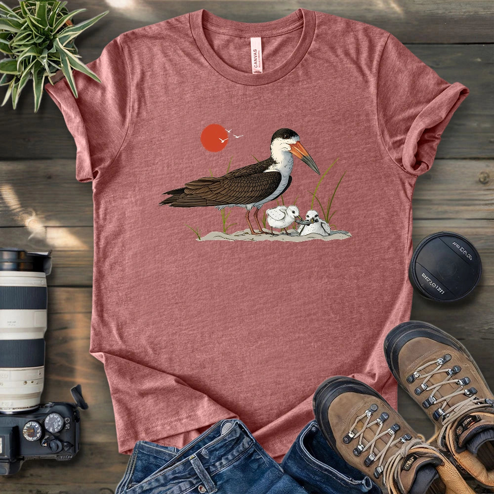 Black Skimmer With Chicks T-shirt