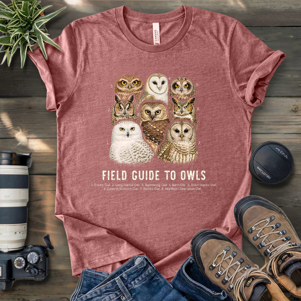 Field Guide To Owls T-shirt