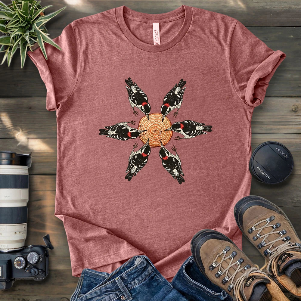 Flower Made Of Woodpeckers T-shirt