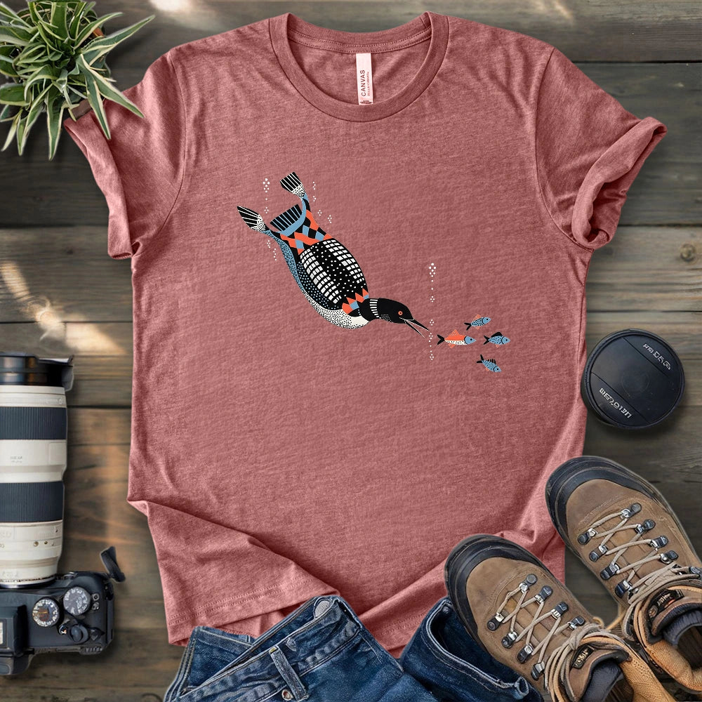 Geometric Loon On The Hunt T-shirt – BirderyTees